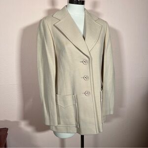 Vintage 60s 70s West Germany camel tan knit wool blazer jacket MCM